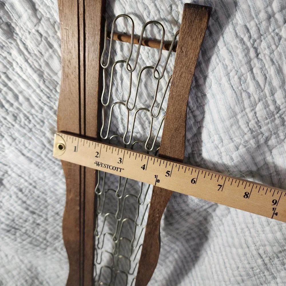 Vintage Wooden Tie Rack Wall Mount Organizer Scarf Belt Holder Mid Century Style